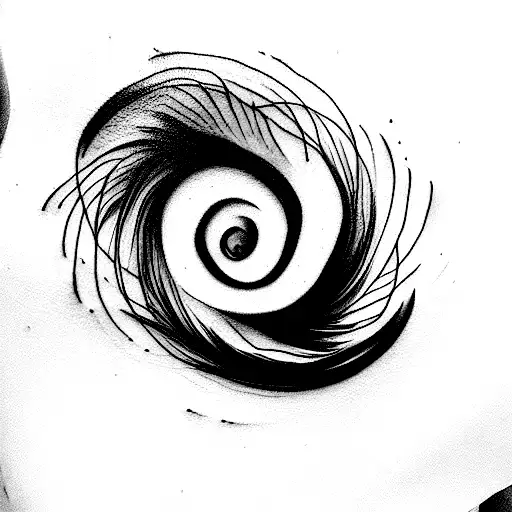 Create a photorealistic photograph capturing the twisting motion of a film roll being sucked into a black hole  tattoo design idea