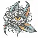 feather smile wide composition tattoo design idea