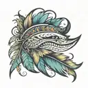 feather smile wide composition tattoo design idea