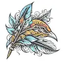 feather smile wide composition tattoo design idea