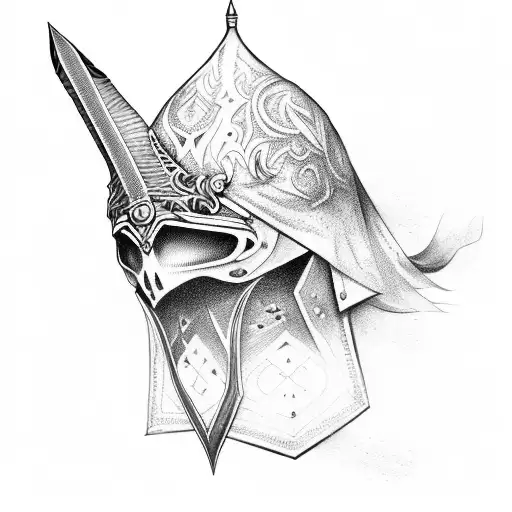 Sword with helment tattoo design idea