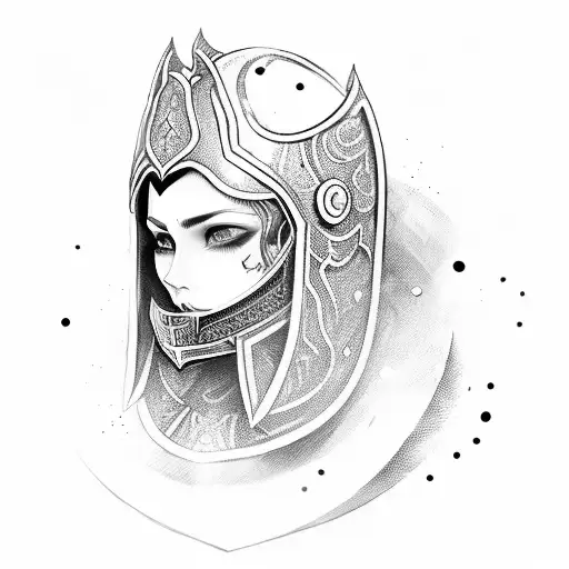 Sword with warrior helment tattoo design idea