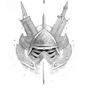 Sword with warrior helment tattoo design idea