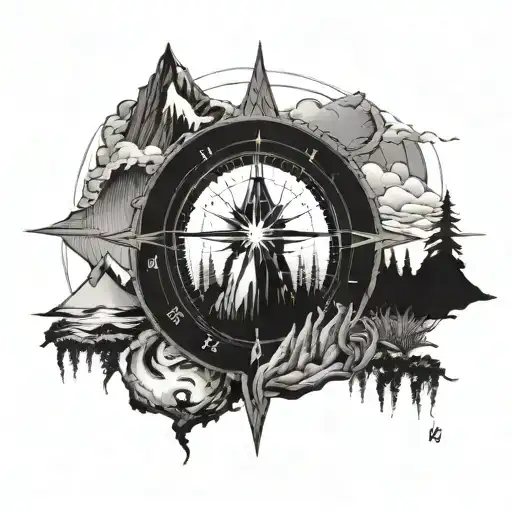 beach mountain Mahadev compass nurse  tattoo design idea