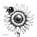 bumble bee with sunflower  tattoo design idea