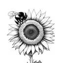 bumble bee with sunflower  tattoo design idea