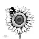 bumble bee with sunflower  tattoo design idea