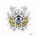 bumble bee with sunflowers  tattoo design idea