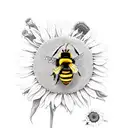 bumble bee with sunflowers  tattoo design idea