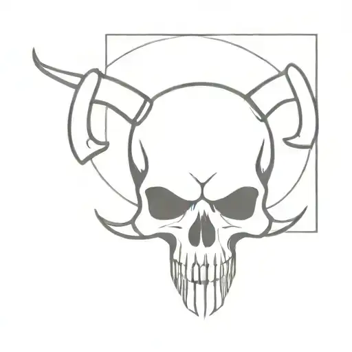 skull with horns tattoo design idea