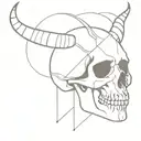 skull with horns tattoo design idea