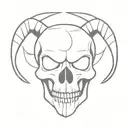 skull with horns tattoo design idea