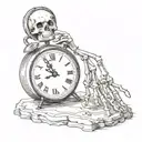 clock and skeleton hand tattoo design idea