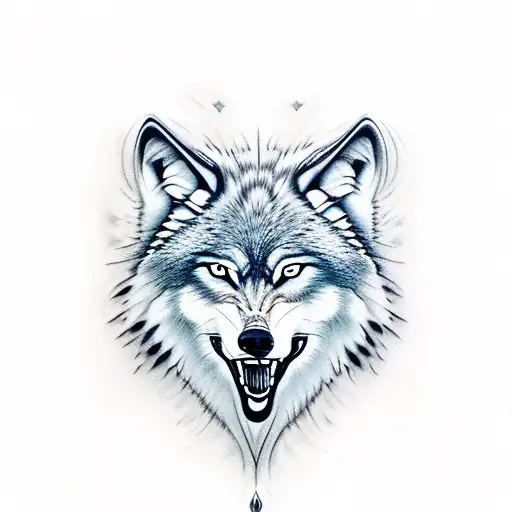 wolf open mouth tattoo design idea