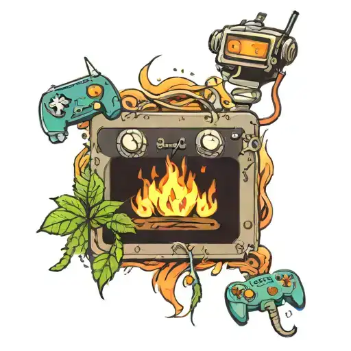 weed, video games, alternative, fire, earth, wind, water tattoo design idea
