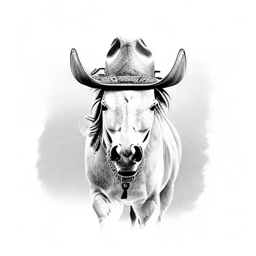 Cowboy, horse, buffalos  tattoo design idea