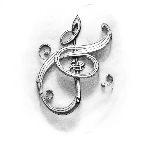 treble clef bass clef tattoo design idea