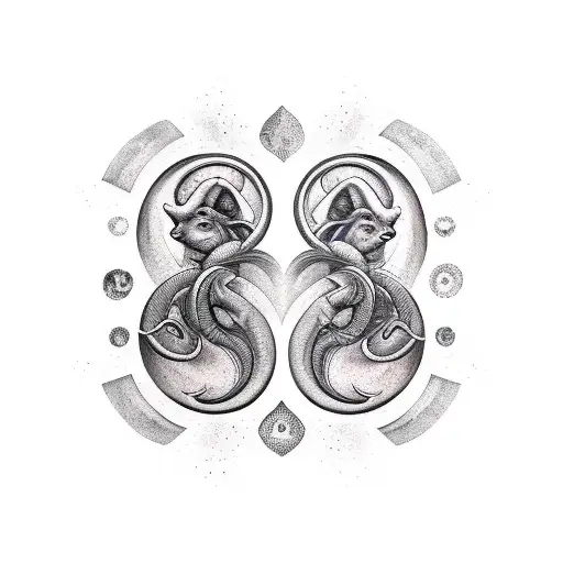 Gemini and Aries sign tattoo design idea