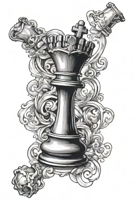 Elegantly fancy chess piece tattoo design idea
