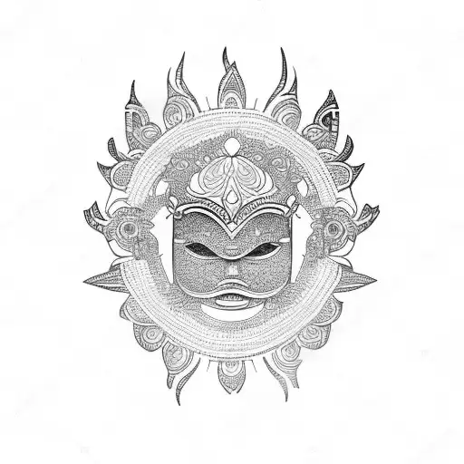 balinese mask tattoo design idea