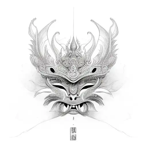 balinese mask tattoo design idea