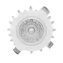 A blackwork design of a car engine with gears and pistons tattoo design idea