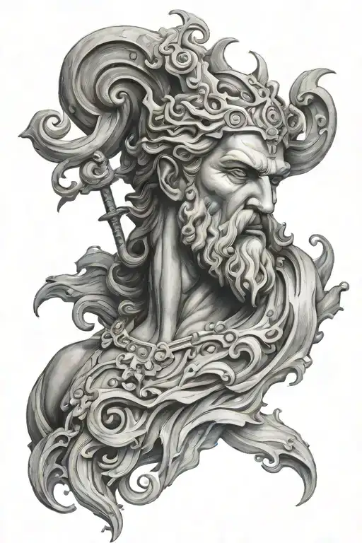 poseidon god tattoo design idea