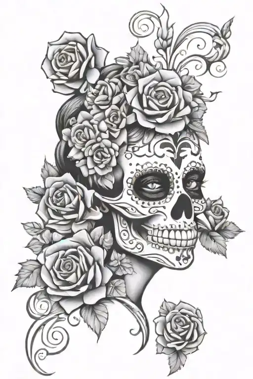 Day of the Dead inspired tattoo tattoo design idea