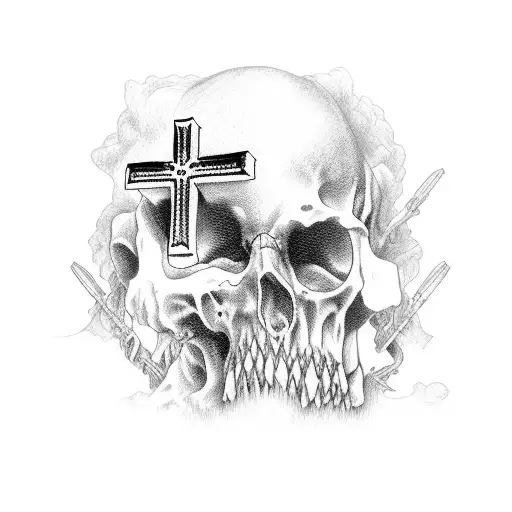 cross with death date tattoo design idea