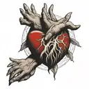 An open heart with outstretched hands tattoo design idea