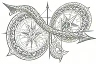 compass rose on an arrow like cobra tattoo design idea
