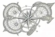 compass rose on an arrow like cobra tattoo design idea