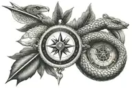 compass rose on an arrow like cobra tattoo design idea