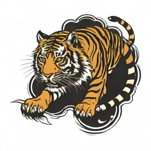 tiger walking tattoo design idea