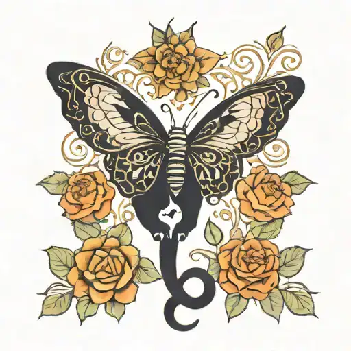 black cat butterfly taurus snake 25.7. larisa dhalia rose   tattoo design idea