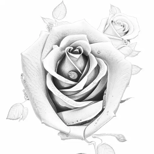 stopwatch embedded in roses tattoo design idea