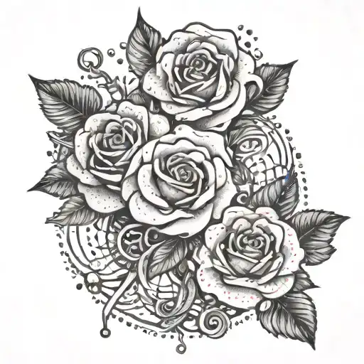 Roses and BDSM symbols merging into a unique design tattoo design idea