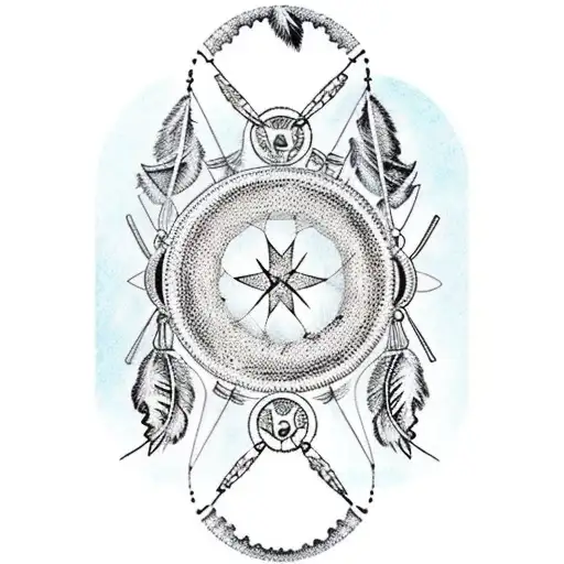 tarot cards on dream catcher tattoo design idea