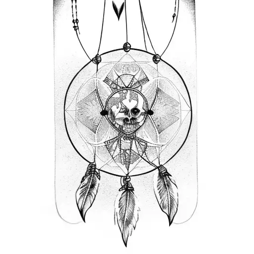 tarot cards on dream catcher tattoo design idea