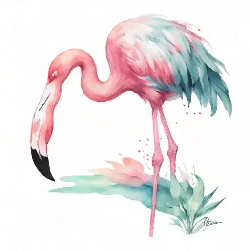 flamingo standing tattoo design idea