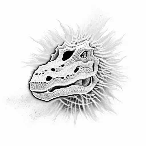 Tumbleweed sculpted dinosaur tattoo design idea