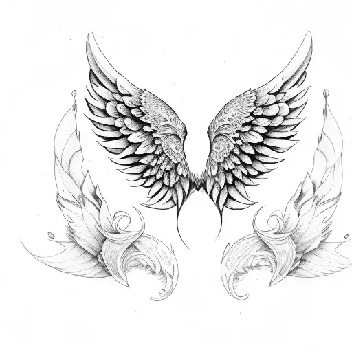 amor fati wings tattoo design idea