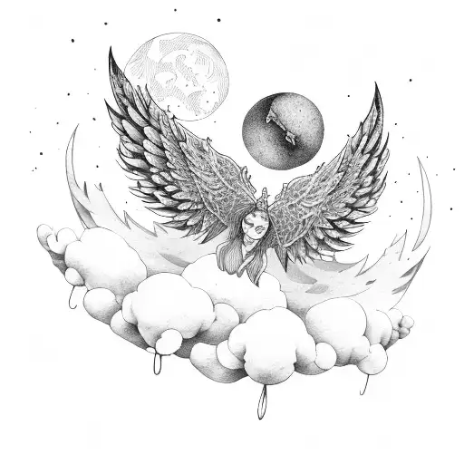amor fati wings tattoo design idea