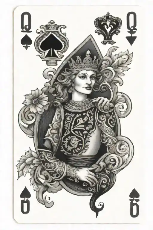 queen of spades cigarette playing card tattoo design idea