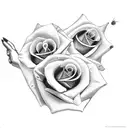 glock with roses on a skeleton hand tattoo design idea