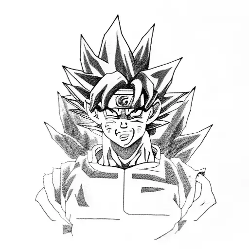 Goku and Naruto performing a fusion dance tattoo design idea