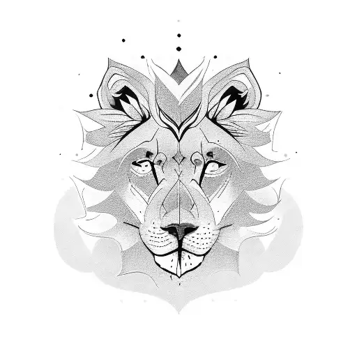 half lion with half wolf  tattoo design idea