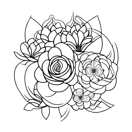 tatouage femme bas du dos, fesses et sous les cuisse avec des fleurs magnolias sur les côtés et des ornemet tattoo design idea
