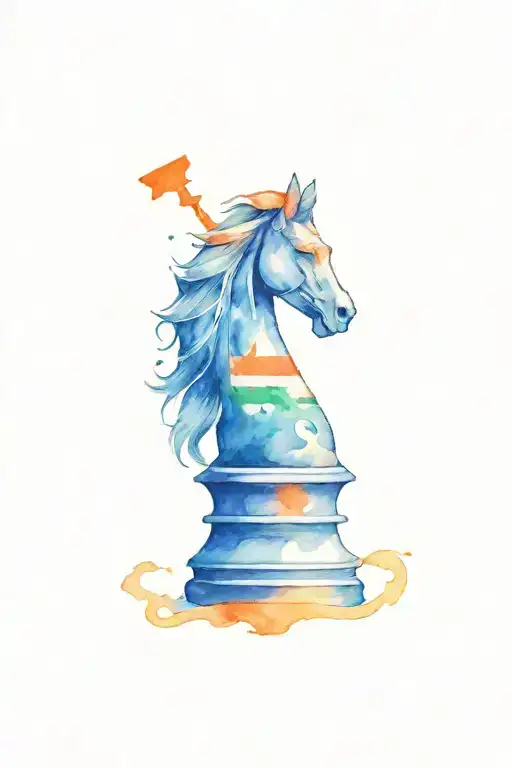 chess knight piece with indian flag intertwined tattoo design idea