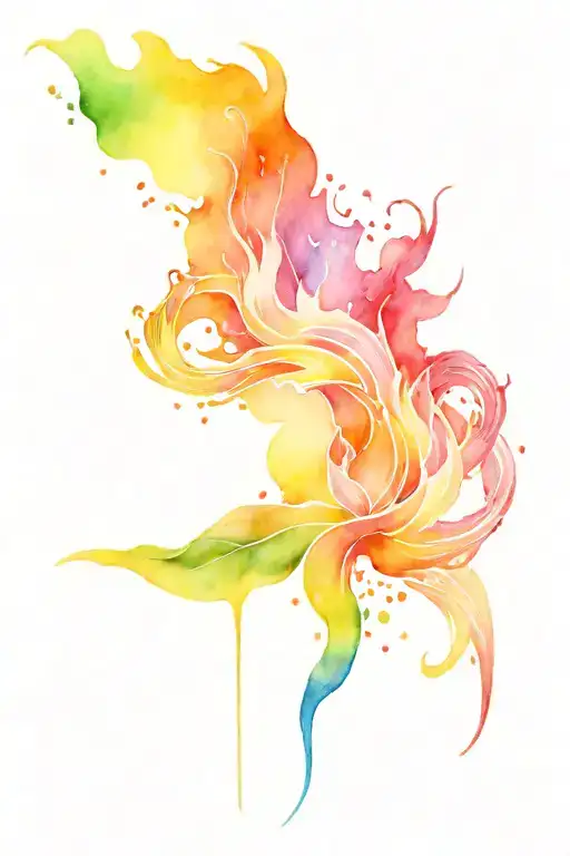rainbow colors with fire coming tattoo design idea